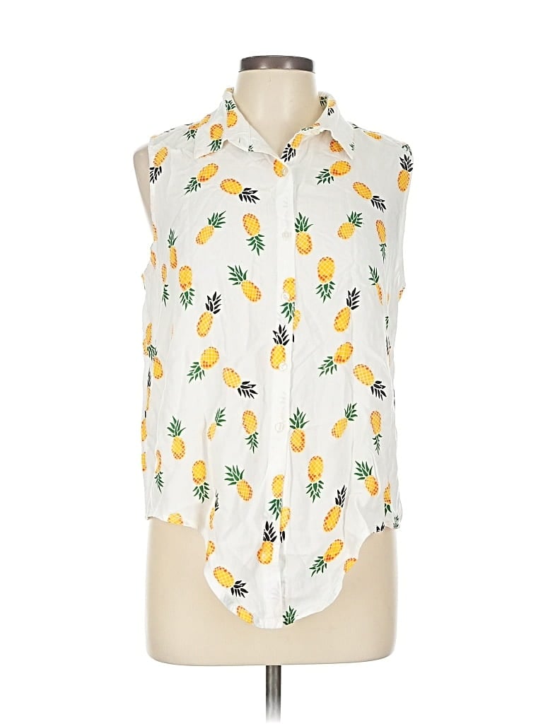 Pre-owned Japna Sleeveless Button Down Shirt In Yellow