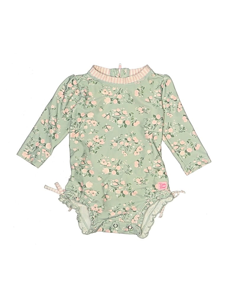 Pre-owned Ruffle Butts Babies' Long Sleeve Onesie In Green