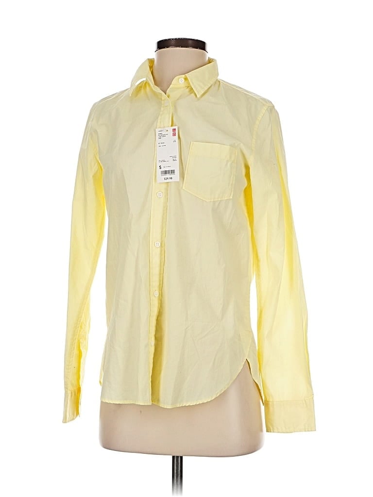 Uniqlo Long Sleeve Button Down Shirt In Yellow