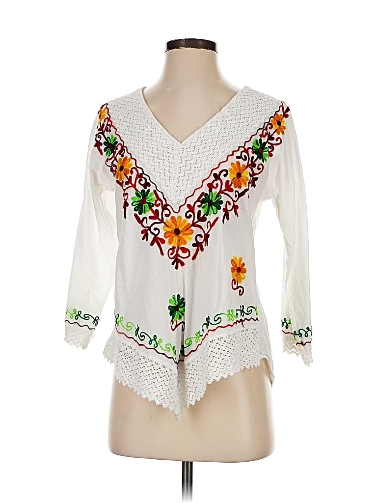 Pre-owned Assorted Brands 3/4 Sleeve Blouse In White