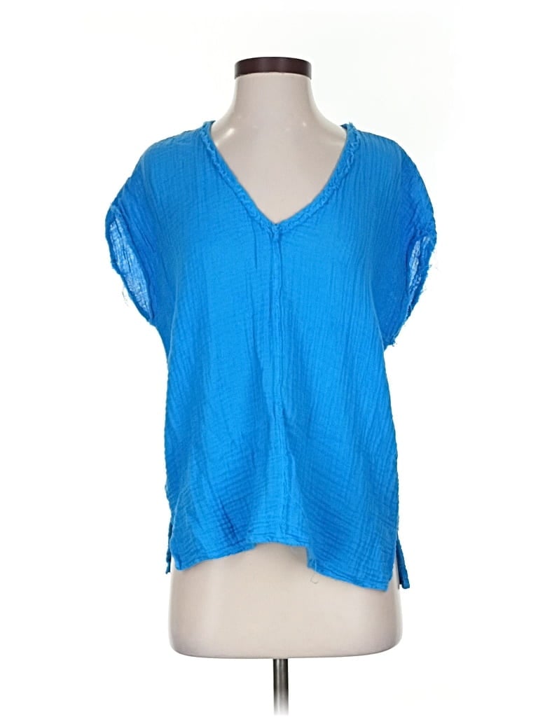 Pre-owned Michael Stars Short Sleeve Blouse In Blue
