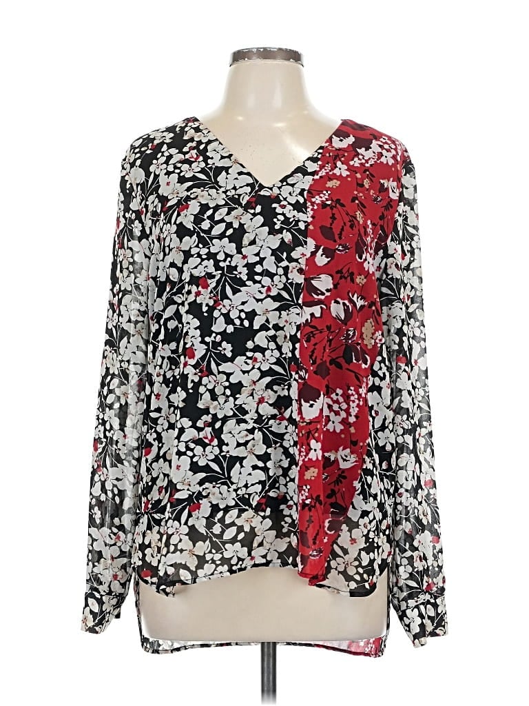 Pre-owned Calvin Klein Long Sleeve Blouse In Red