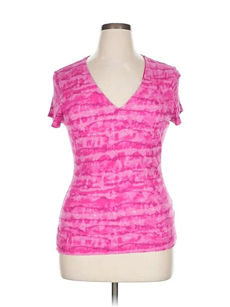 Pre-owned Inc International Concepts Short Sleeve Top Pink Sweetheart Neckline Tops