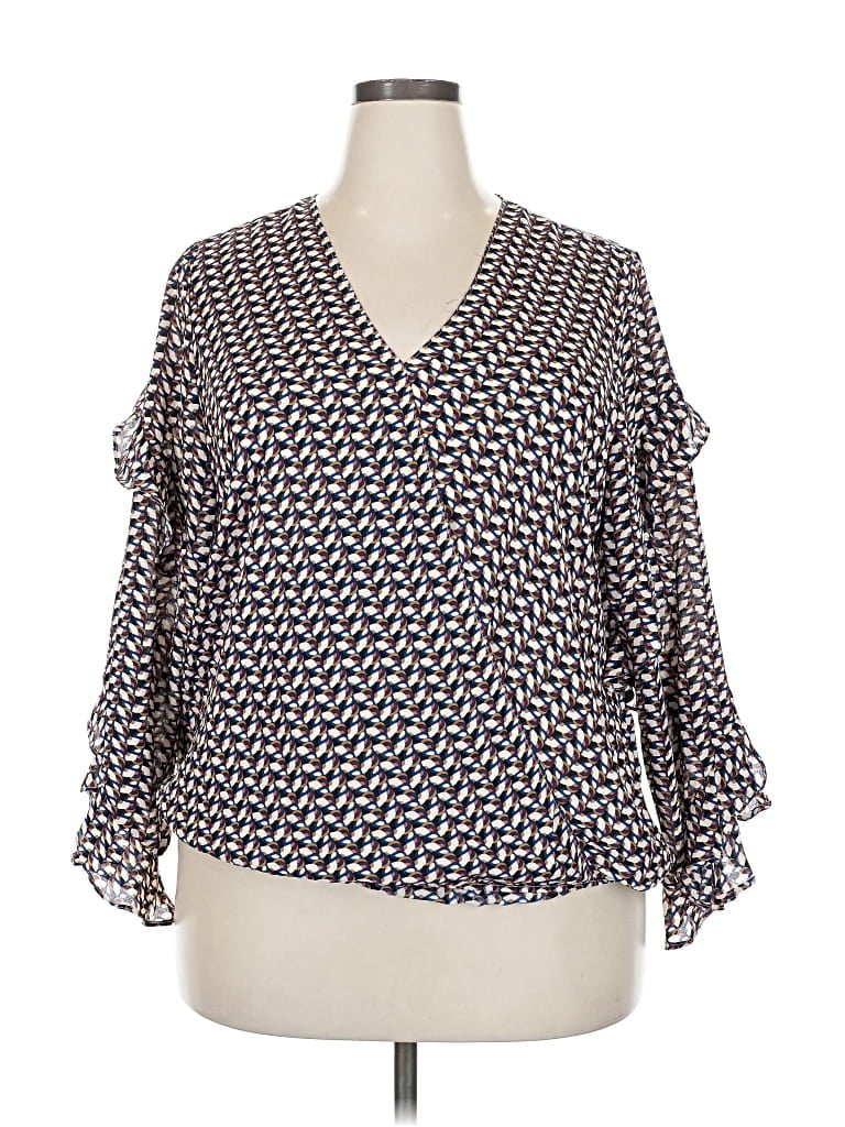 Pre-owned Max Studio Long Sleeve Blouse In Blue