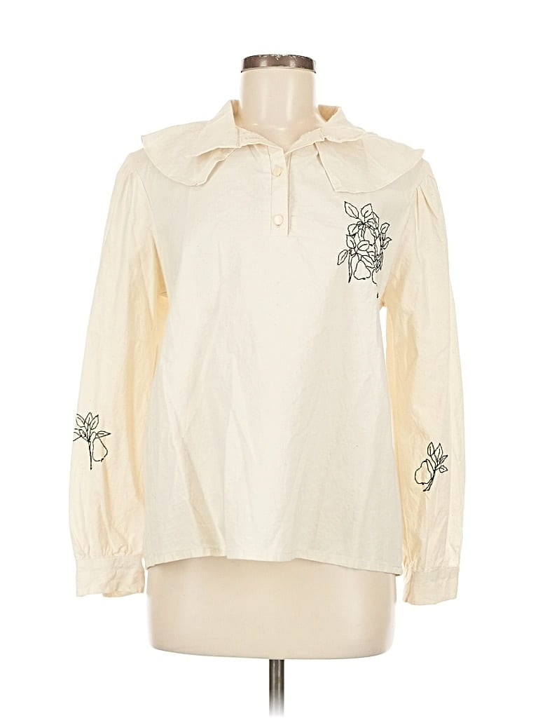 Pre-owned Assorted Brands Long Sleeve Blouse In White