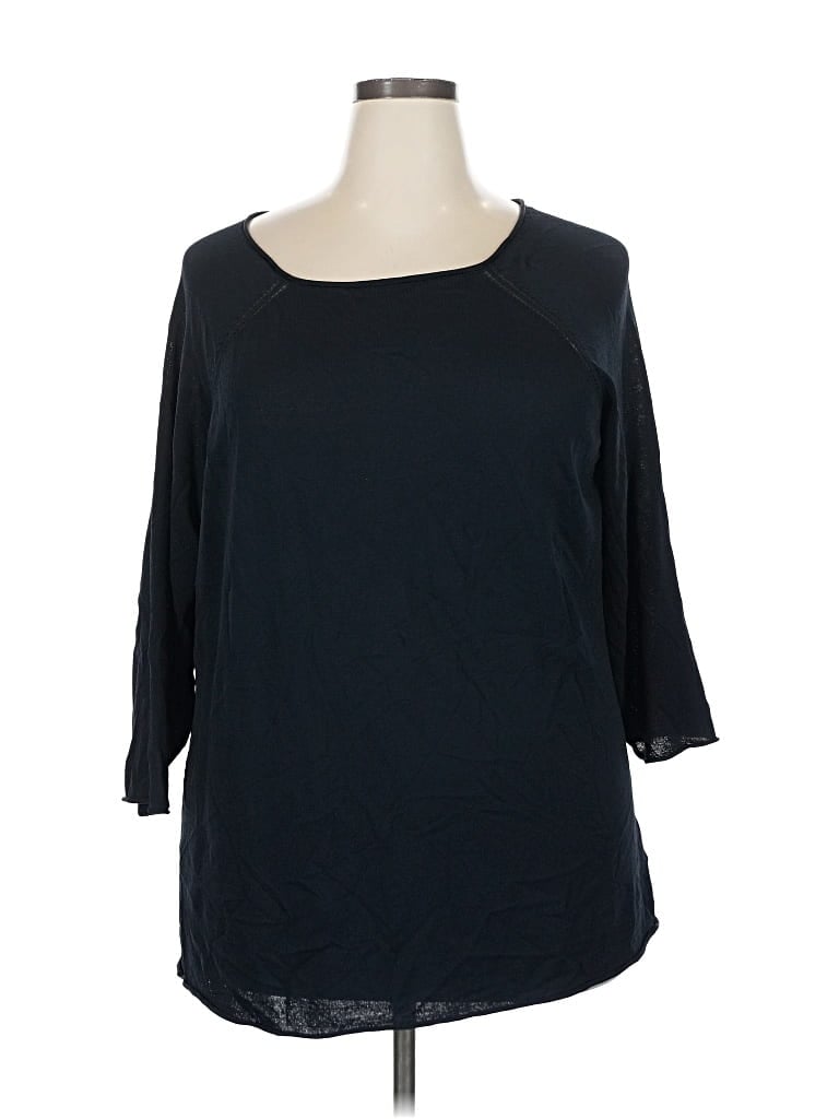Pre-owned Liz Claiborne 3/4 Sleeve Top Black Boatneck Tops