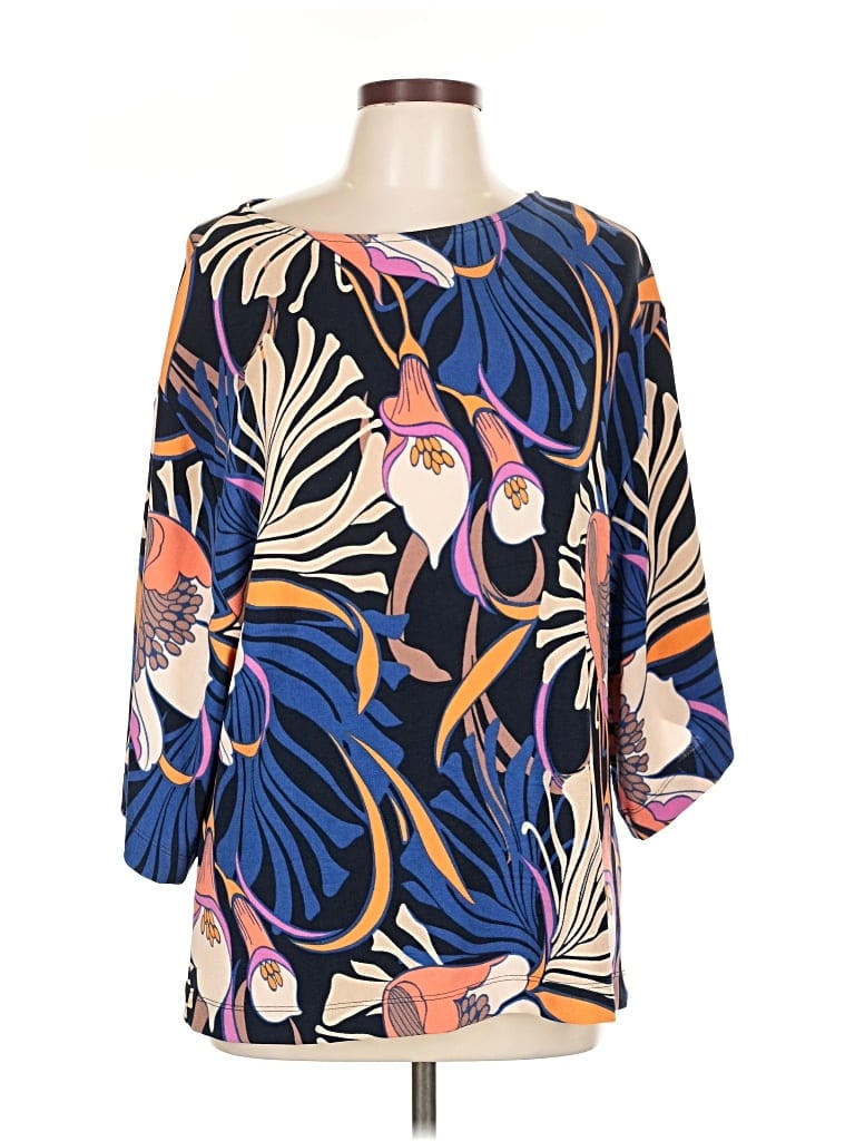 Pre-owned Chico's 3/4 Sleeve Blouse In Blue