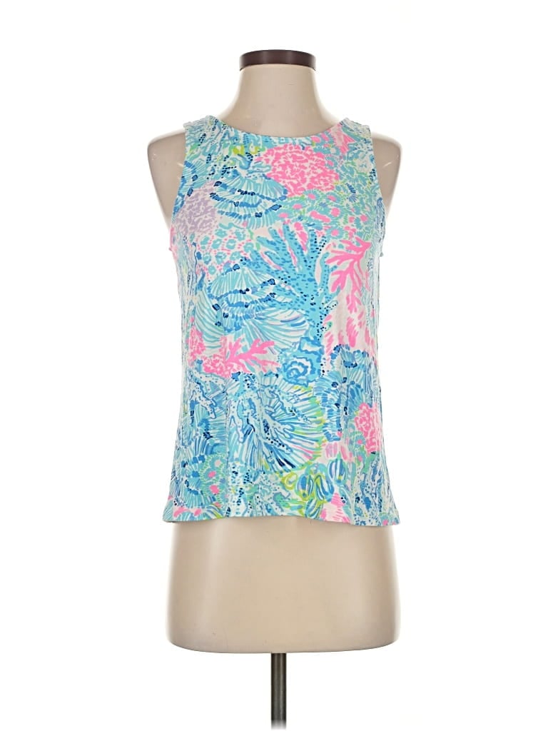 Pre-owned Lilly Pulitzer Tank Top Blue Halter Neckline Tops