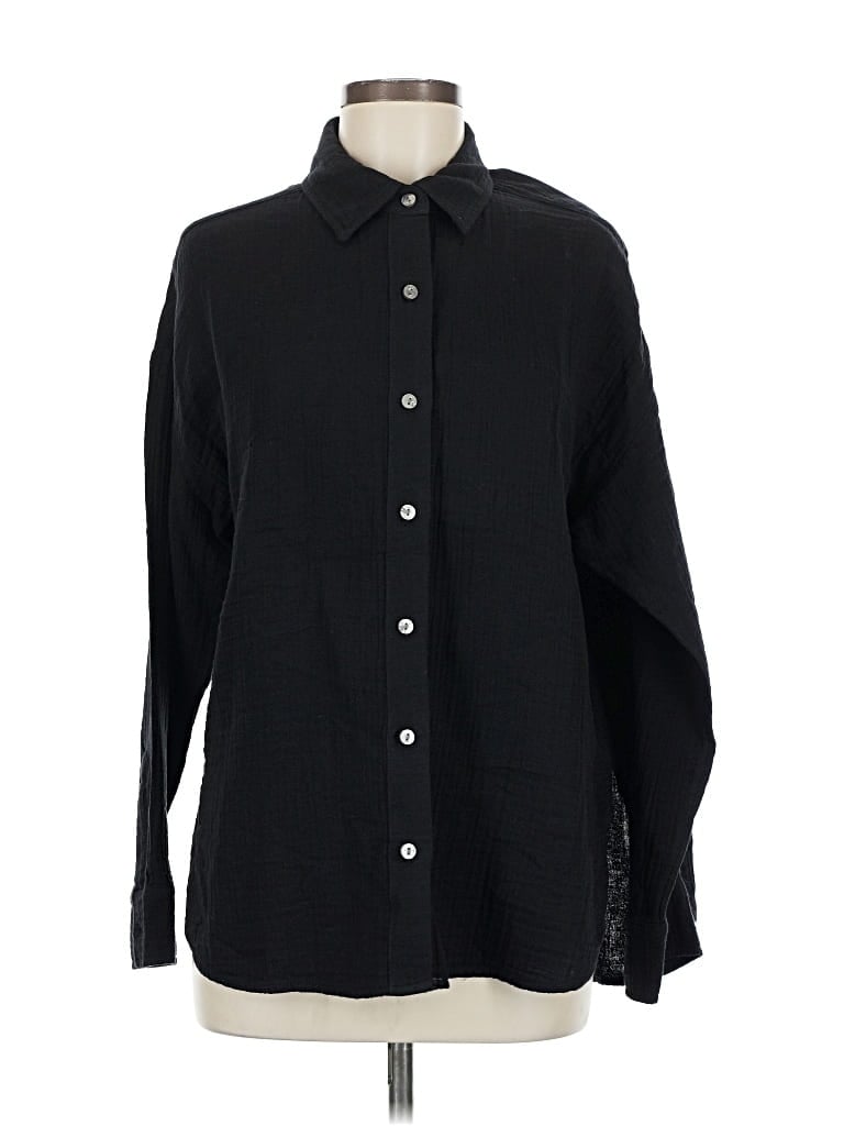 Pre-owned Lou & Grey Long Sleeve Button Down Shirt In Black