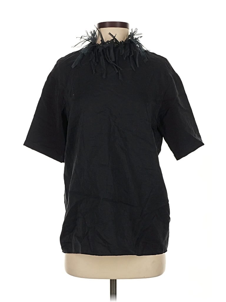 Pre-owned Fabiana Filippi Short Sleeve Silk Top Blue Cowl Neck Tops