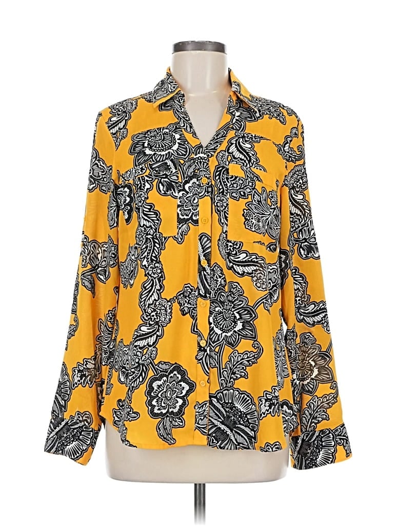 Pre-owned Express Long Sleeve Blouse In Yellow