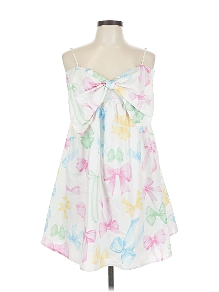 Peach Love Casual Dress In White