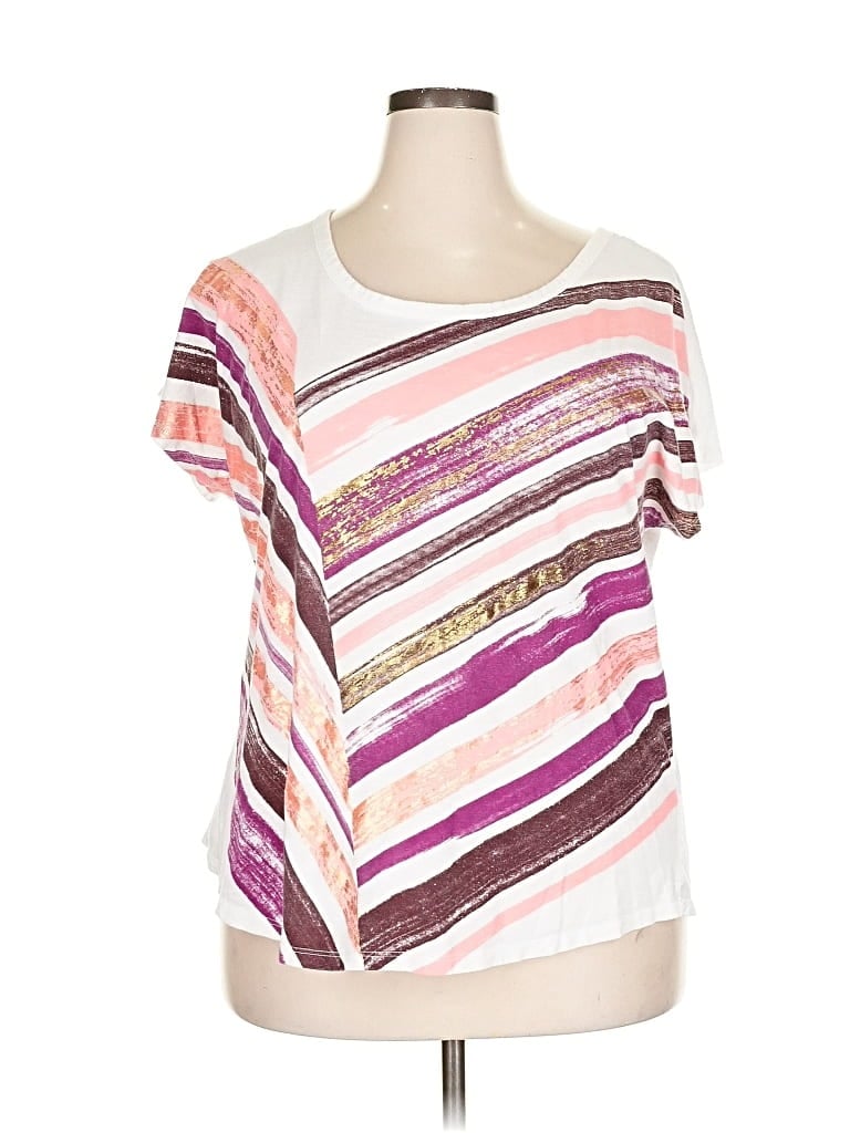 Pre-owned Lane Bryant Short Sleeve Blouse In Pink