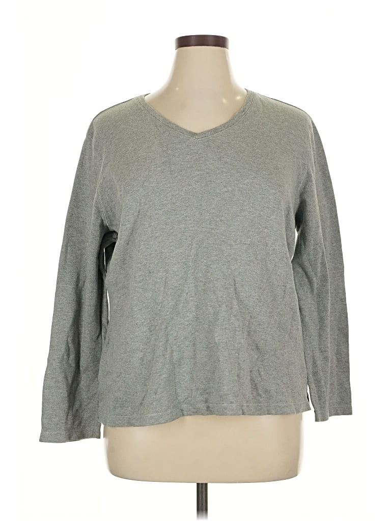 Pre-owned Karen Scott 3/4 Sleeve T-shirt In Gray