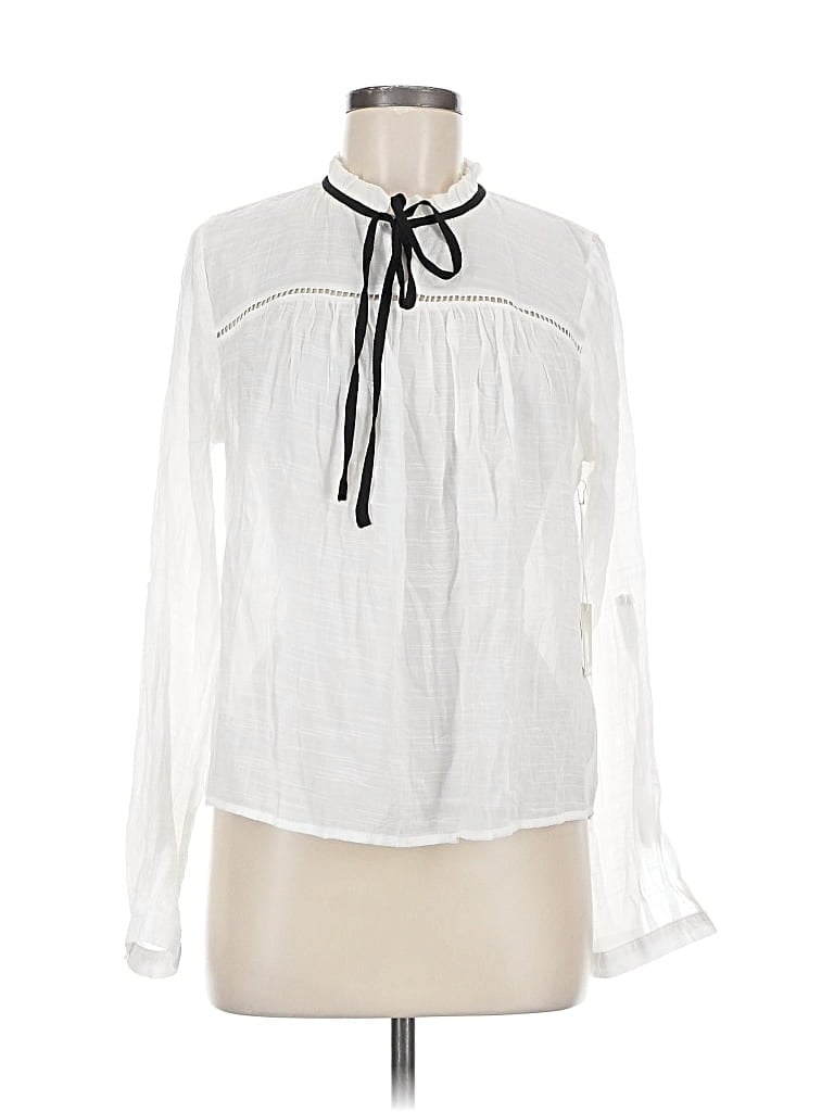 Pre-owned Active Usa Long Sleeve Blouse In White