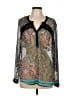 Daniel Rainn Paisley Green Blue Long Sleeve Blouse Size L - photo 1