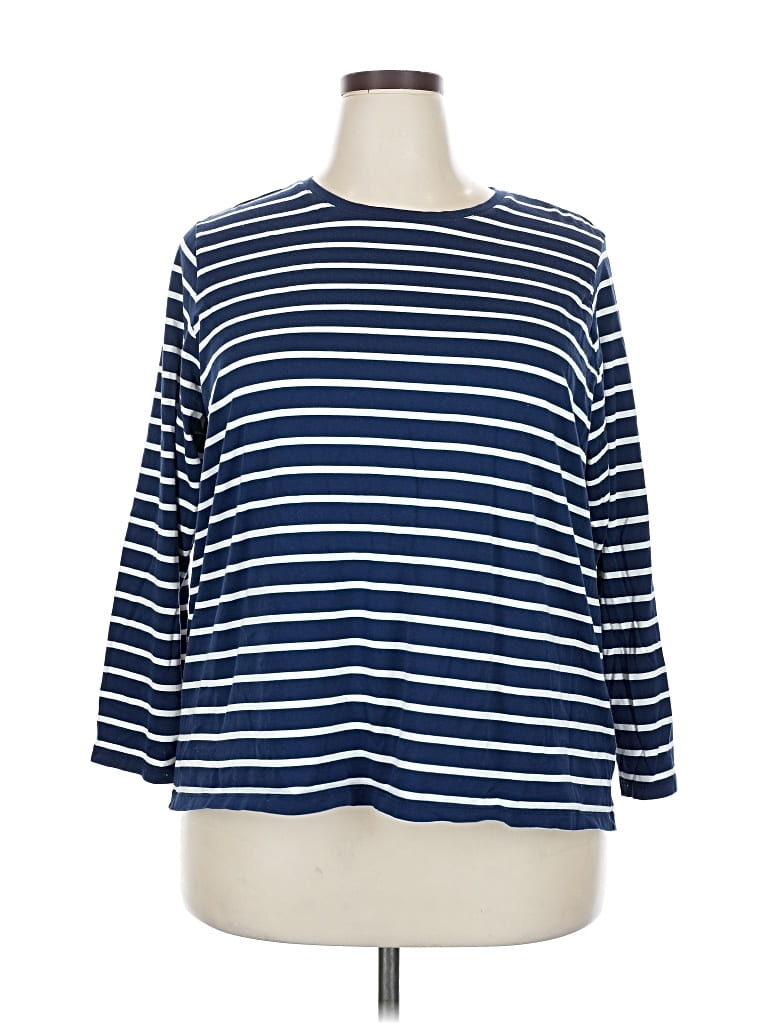 Pre-owned Lands' End 3/4 Sleeve T-shirt In Blue