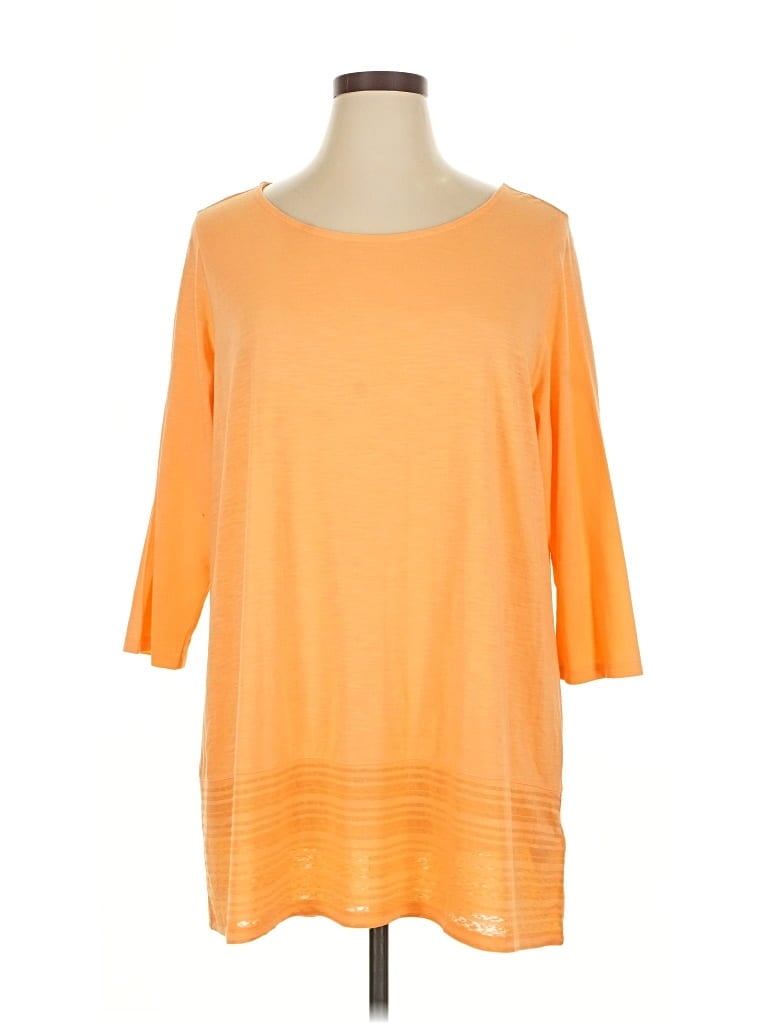 Pre-owned Soft Surroundings 3/4 Sleeve T-shirt In Orange