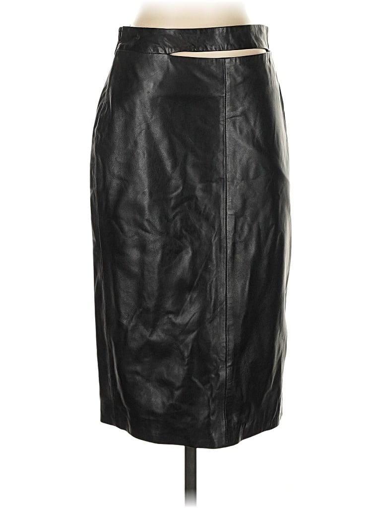 Pre-owned Zara Faux Leather Skirt In Black
