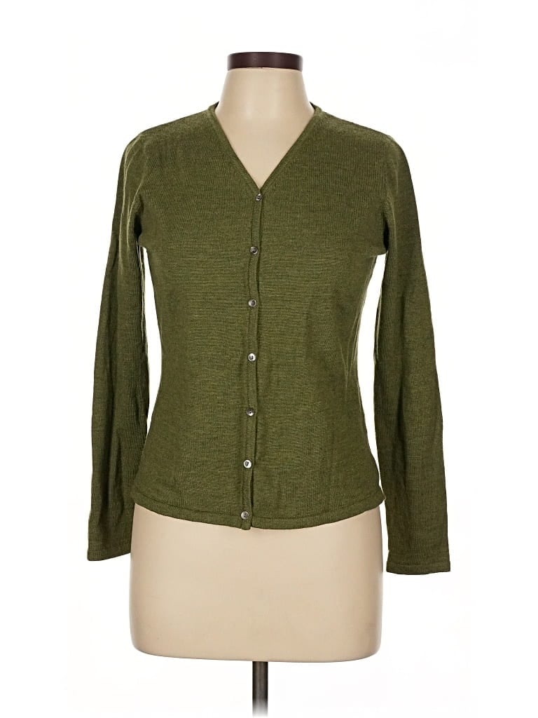 Pre-owned Eddie Bauer Wool Cardigan Sweater In Green