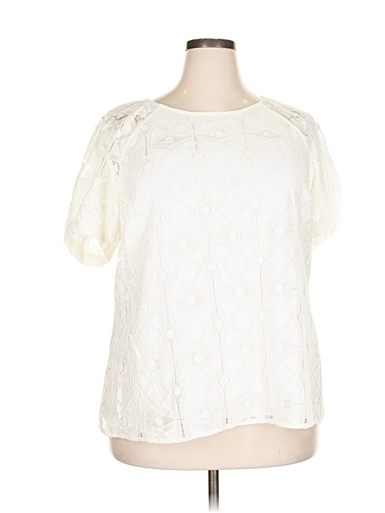 Pre-owned Maeve Short Sleeve Blouse In White