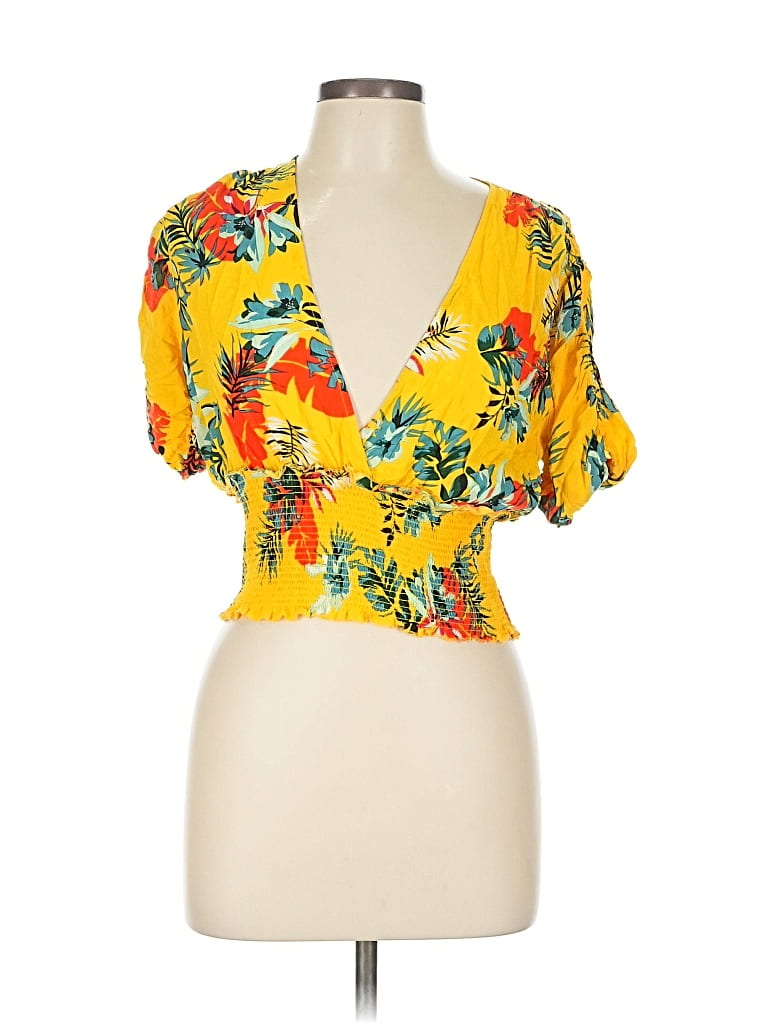 Pre-owned Self Esteem Short Sleeve Blouse In Yellow