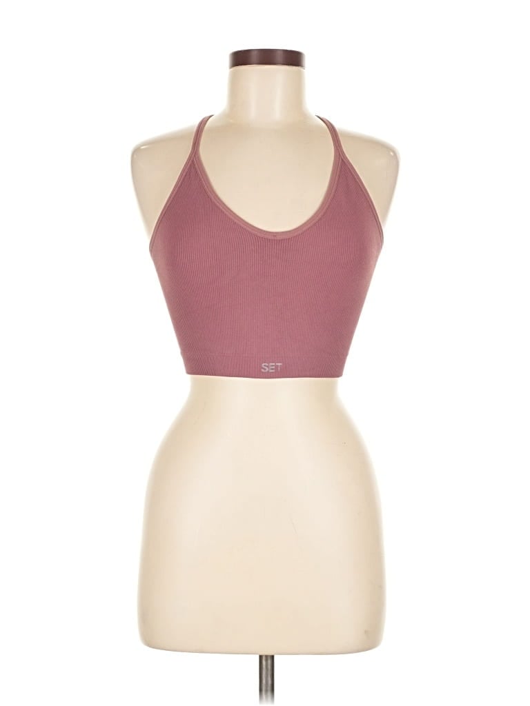 Pre-owned Set Active Tank Top Burgundy Halter Neckline Tops