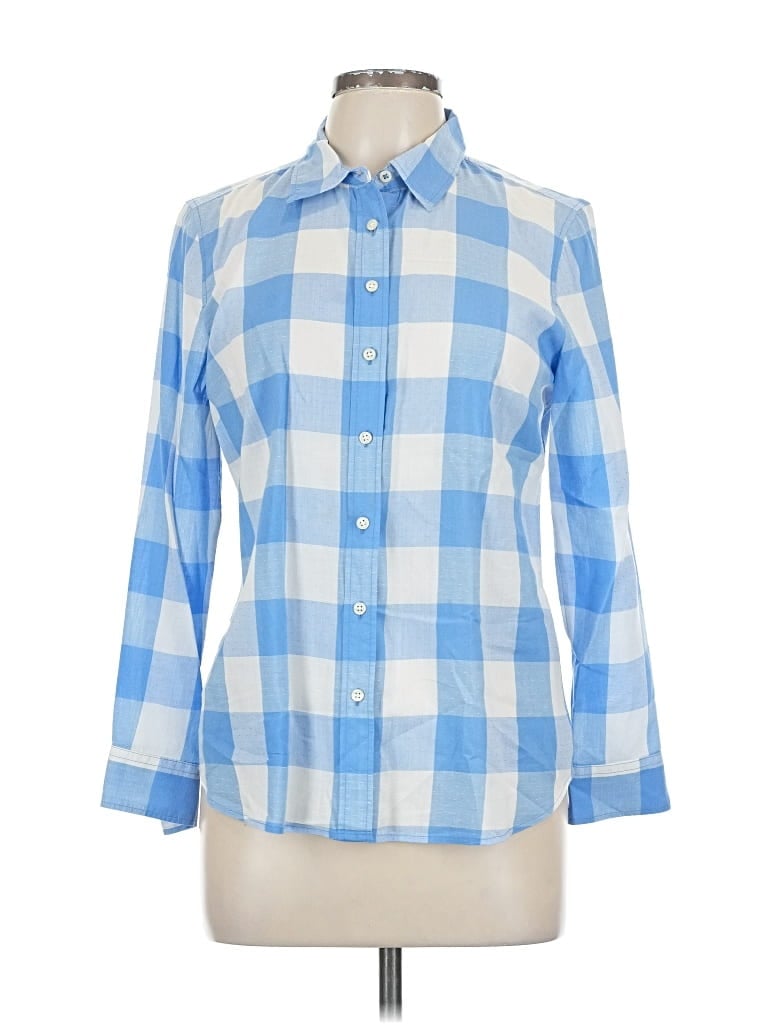 Pre-owned Talbots Long Sleeve Button Down Shirt In Blue