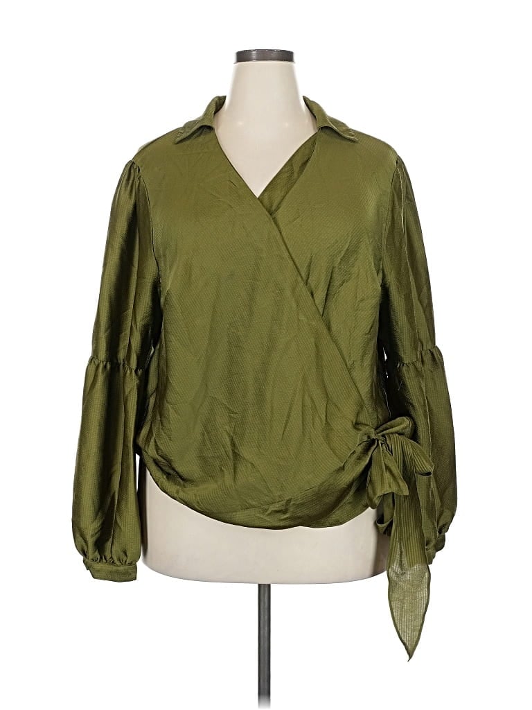 Pre-owned Michael Michael Kors 3/4 Sleeve Blouse In Green