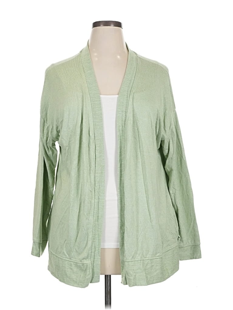 Pre-owned Cuddl Duds Cardigan Sweater In Green