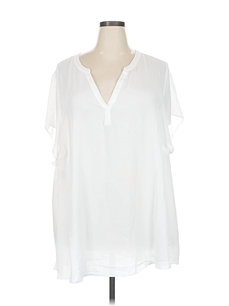 Pre-owned Torrid Short Sleeve Blouse In White