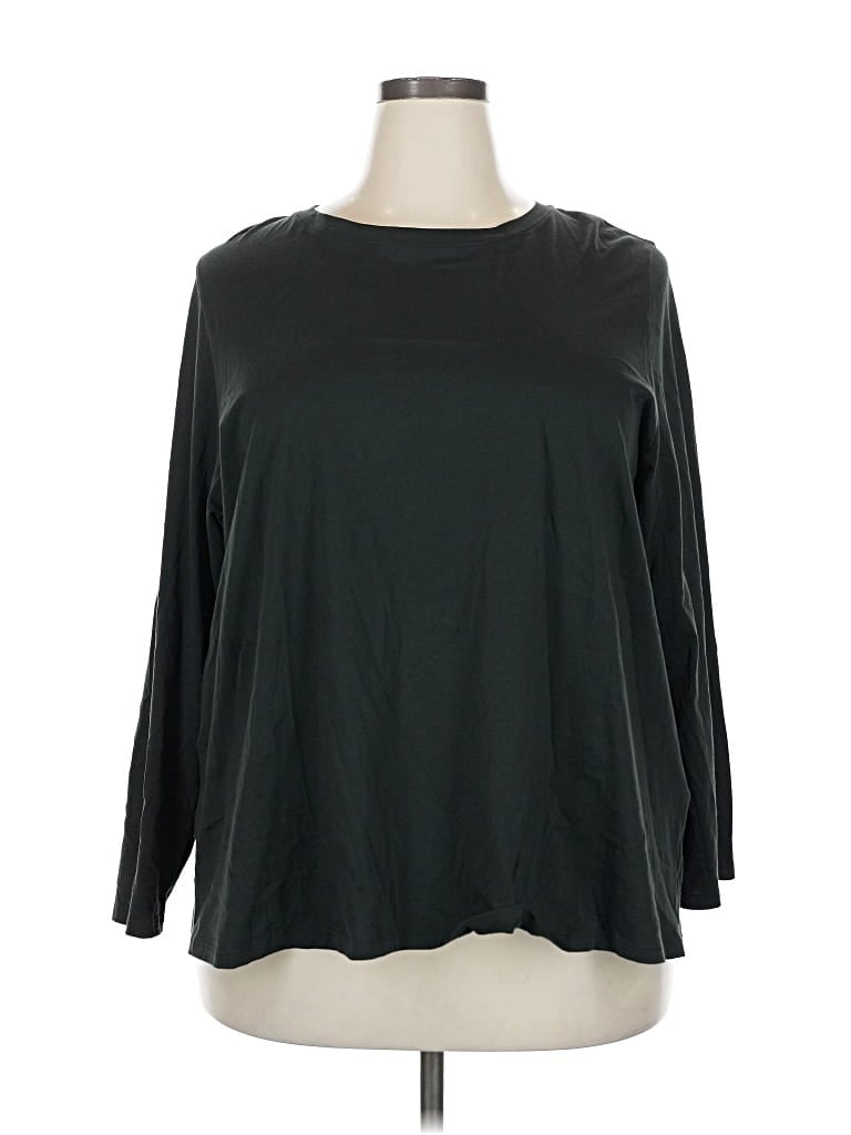 Pre-owned Eileen Fisher 3/4 Sleeve T-shirt In Black