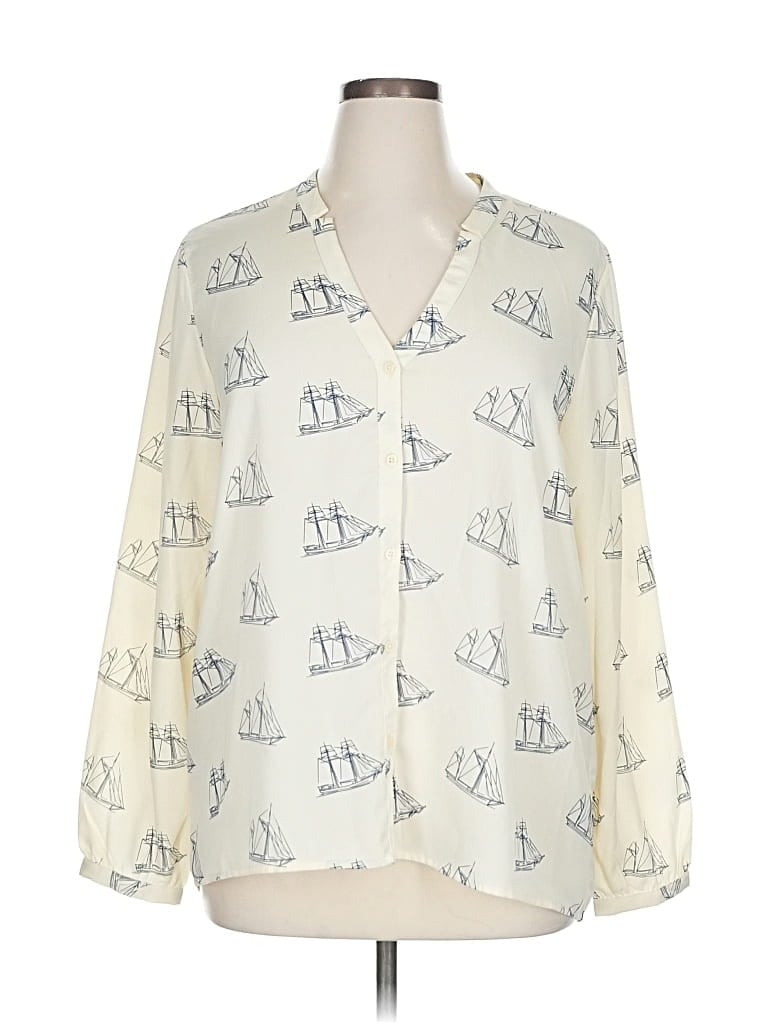 Pre-owned Tommy Hilfiger Long Sleeve Blouse In White