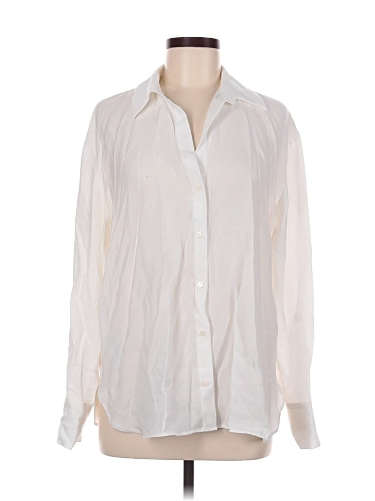 Pre-owned Mng Long Sleeve Blouse In White