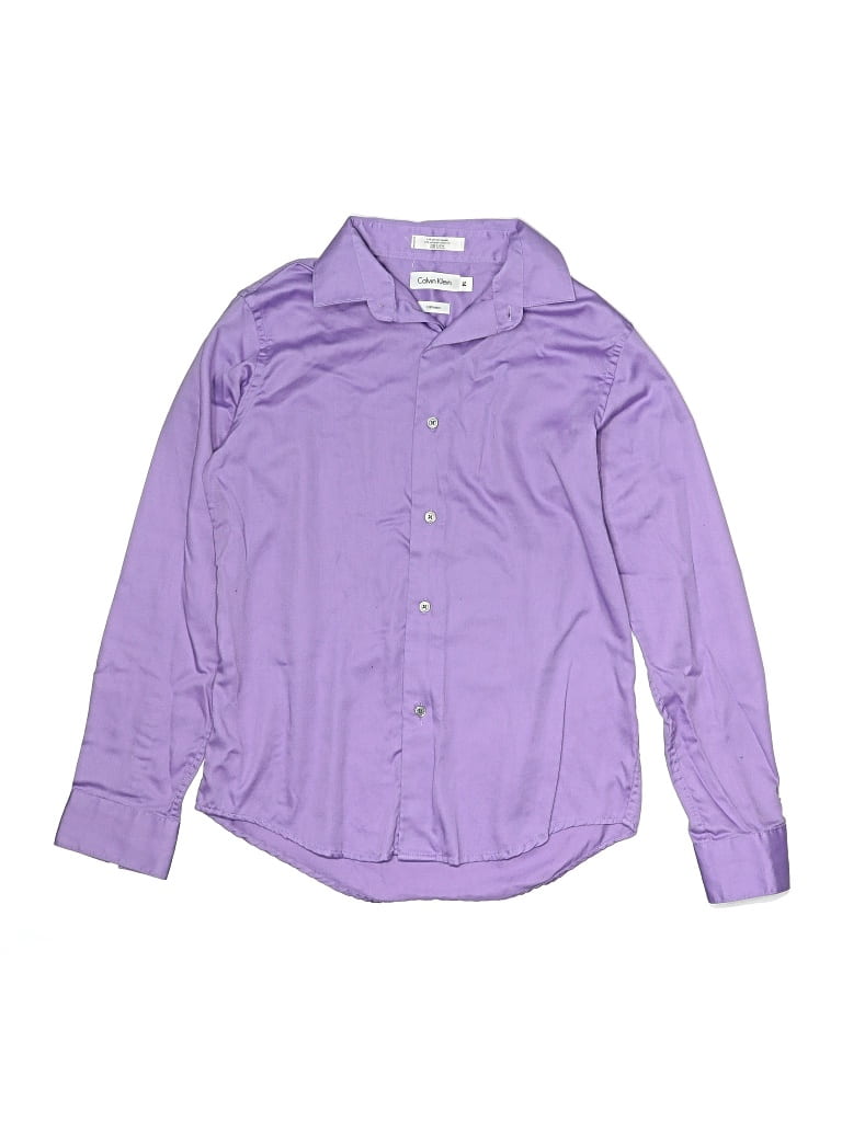 Pre-owned Calvin Klein Kids' Long Sleeve Button Down Shirt In Purple