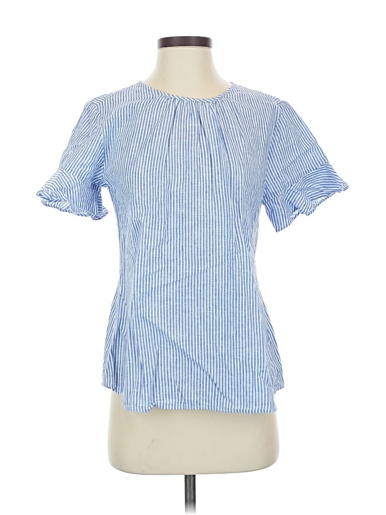 Pre-owned Van Heusen Short Sleeve Blouse In Blue