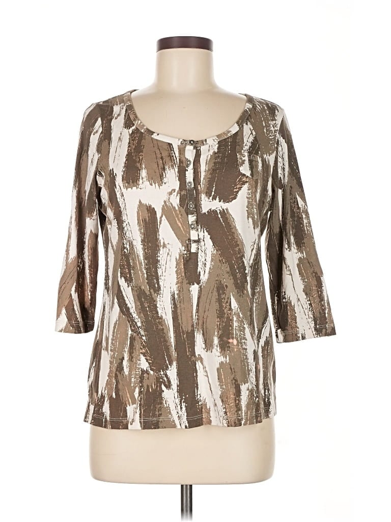 Pre-owned Relativity 3/4 Sleeve Blouse In Brown