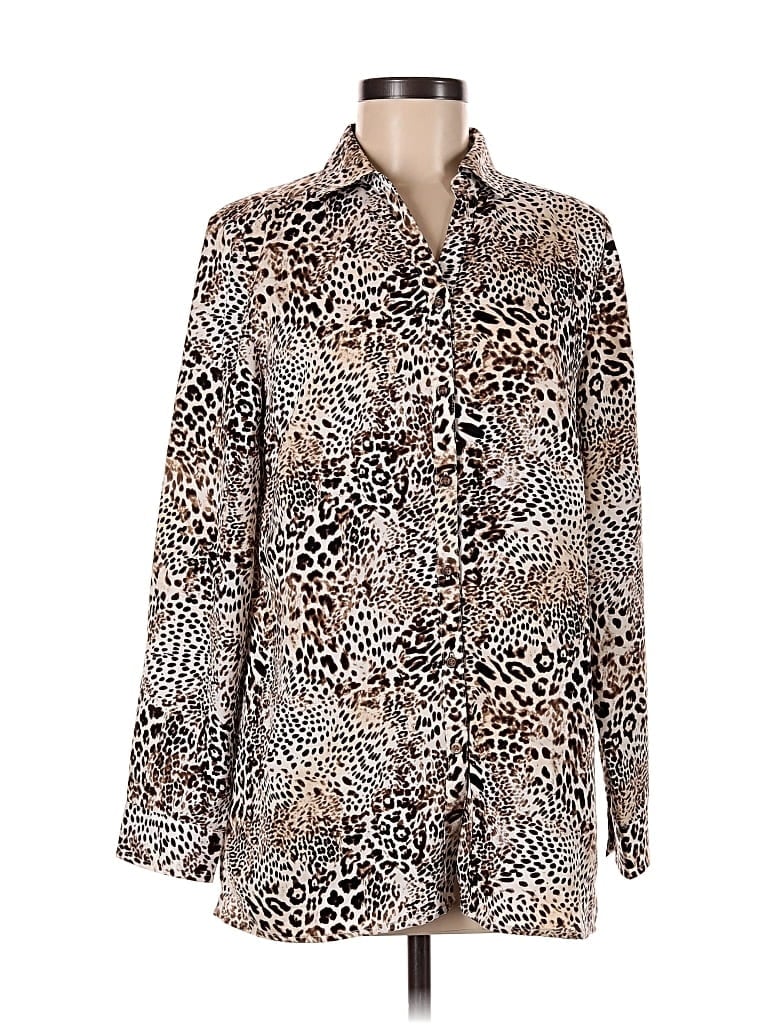 Pre-owned Chico's Long Sleeve Blouse In Brown