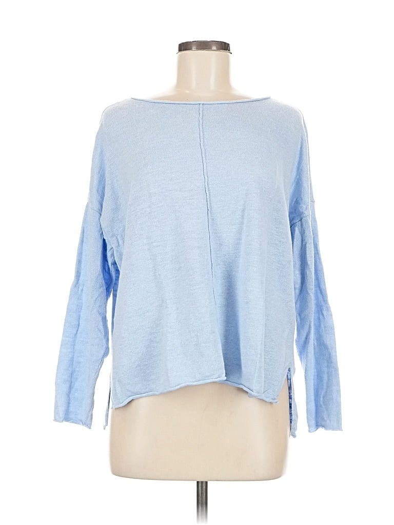 Pre-owned Eileen Fisher 3/4 Sleeve T-shirt In Blue