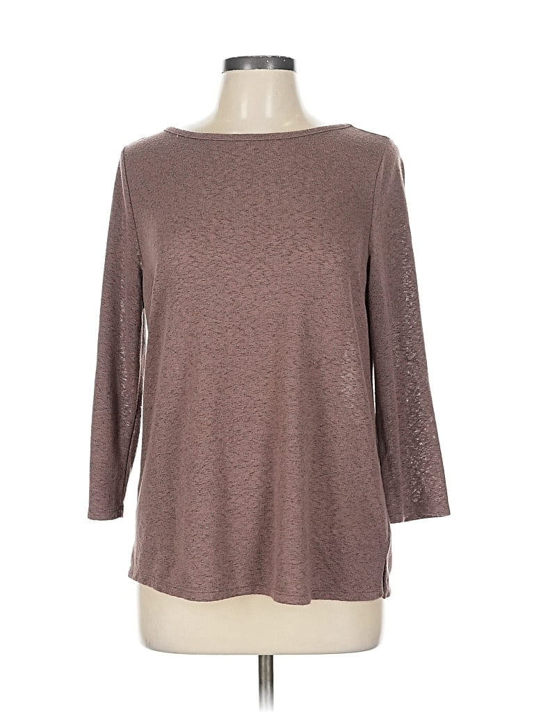 Pre-owned Bobeau 3/4 Sleeve T-shirt In Brown