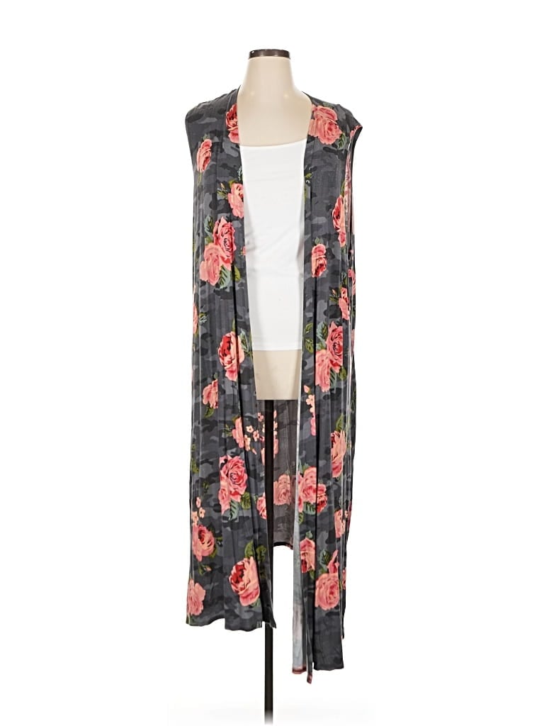 Pre-owned Lularoe Kimono In Gray