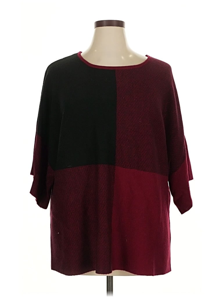 Pre-owned North Style Poncho In Burgundy