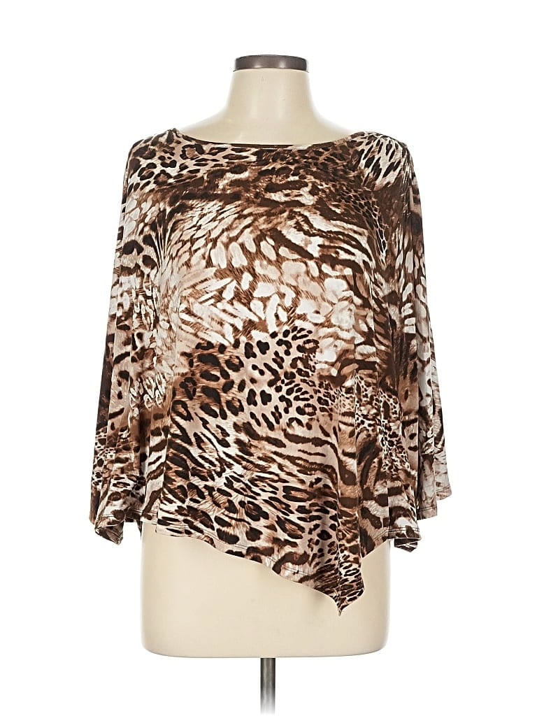 Pre-owned Chico's 3/4 Sleeve Blouse In Brown