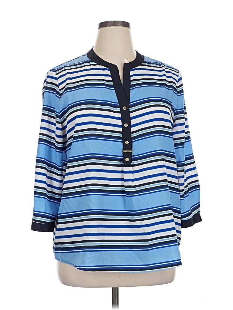 Pre-owned Anne Klein 3/4 Sleeve Blouse In Blue