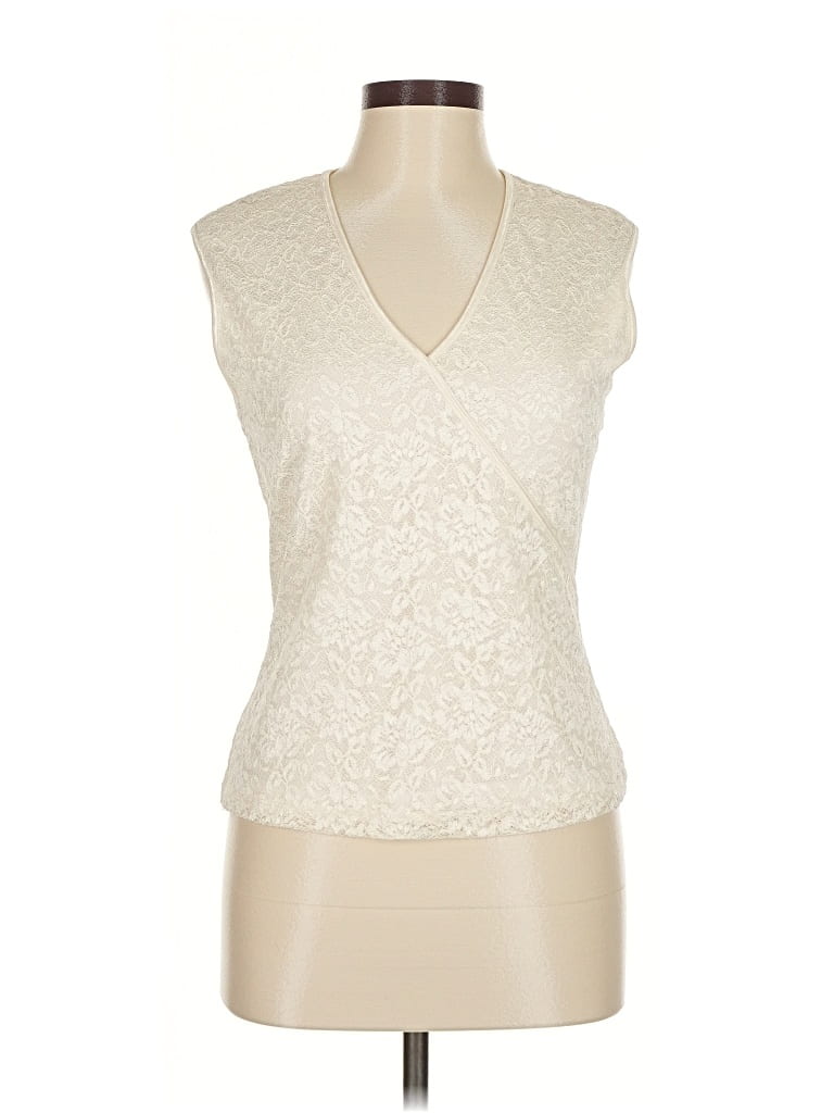 Pre-owned Ann Taylor Sleeveless Blouse In White
