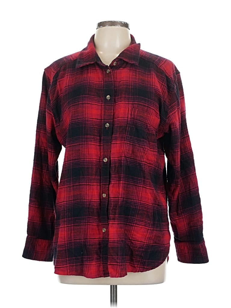 Pre-owned American Eagle Outfitters Long Sleeve Button Down Shirt In Red