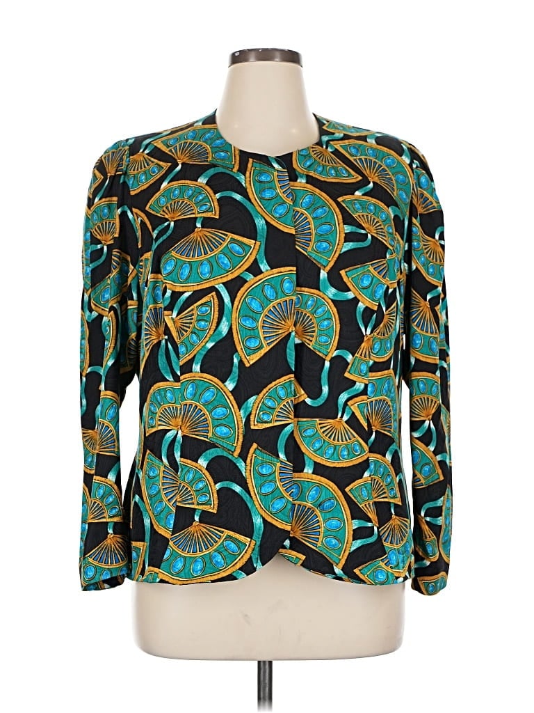 Pre-owned Adrianna Papell Long Sleeve Blouse In Blue