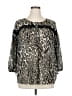 Hem & Thread Animal Print Gray 3/4 Sleeve Blouse Size L - photo 1