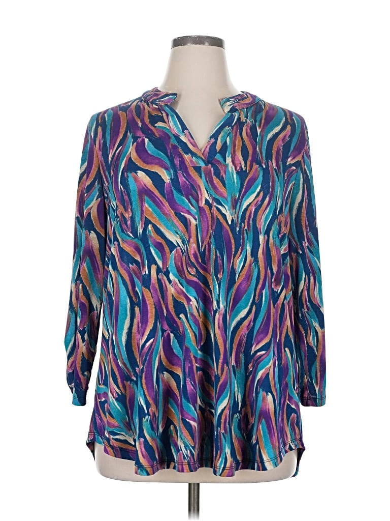 Pre-owned Dear Scarlett 3/4 Sleeve Blouse In Blue