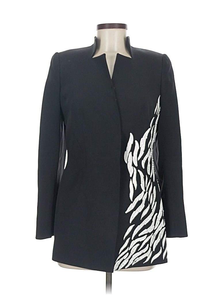 Pre-owned Unbranded Silk Blazer Jacket In Black